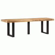 Décoshop26 - Banc design rustique industriel 160 cm bois de manguier brut massif et pieds en forme de U en acier DEC024694 - acier 3000254852575