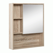 Helloshop26 - Armoire murale miroir salle de bain 60 x 15 x 76 cm 5 casiers étagère réglable moderne en panneaux de particules chêne 21_0001872 -