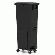 Helloshop26 - Poubelle 3 en 1 avec compartiments et bac inclinable 36 x 25 x 84 cm usage pratique et design surélevé en pp noir 20_0018134 - noir 30