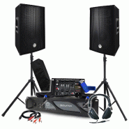 Pack Sono BM SONIC Amplificateur 2000W, Paire d'Enceintes Passives 2x600W, Table de Mixage, Pieds, Casque DJ, Câbles et Micro - 3666638038104