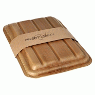 PAPSTAR 10 Plateaux, feuille de palme "pure" rectangulaire 500 ml 6,5 cm x 17,5 cm x 25,5 cm avec couvercle et banderole - Matériau naturel 88538