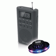 Pickering RADIO POCKET  M-03-R - Afficheur LCD - Radio PLL FM - Radio-réveil - Haut-parleur intégré + Lumière Soucoupe OVNI LED - 3666638039231