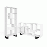 SKRAUT HOME Étagère Bibliothèque, 174x67x31, Design industriel, Blanc - blanc Bois manufacturé 606_21