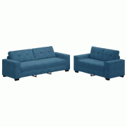 VidaXL Canapé 2 pcs Bleu 221 x 80 x 80 cm tissu Modèle Vega Office Prestige - Matériau naturel 3324730