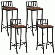 VidaXL Chaises De Bar Lot De 4 Bois De Récupération Massif - multicolore 358945_0