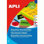 Apli 015075 Lot de 280 Etiquettes laser/copieur 99,1 x 38,1 mm Rouge Fluo - 8410782150756