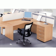 Bureau compact 90° avec caisson intégré - Quadrifoglio - 160, Gris, Droite, 3 tiroirs