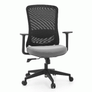Chaise de bureau / chaise pivotante SEDITO Assise en tissu / dossier en tissu maillé noir / gris hjh OFFICE - gris polyester 751021