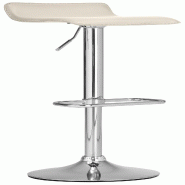 CLP Tabouret de bar Dyn en similicuir avec pied en métal Crème - beige polyester 1015604