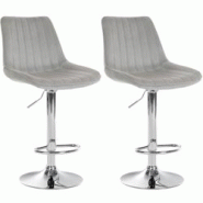 Décoshop26 - Lot de 2 tabourets de bar réglable en hauteur pivotant à 360° assise en velours gris couture verticale pied métal 10_0004427 - gris Décoshop26 - Lot de 2 tabourets de bar réglable en hauteur pivotant à 360° assise en velours gris couture verticale pied métal 10_0004427 - gris