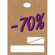 Etiquettes à trou -70% avec prix barré kraft lisse / violet 55x40mm - par 250