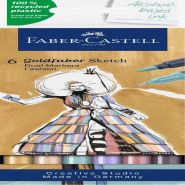 Faber-Castell 164808 - Goldfaber Sketch Marker Fashion, étui de 6 marqueurs à alcool avec pointe Brush et pointe Fineliner - 164808