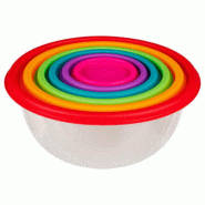 FIVE - Lot de 6 boîtes rondes empilables avec couvercles multicolores - multicolore plastique polypropylène JJ1337