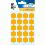 HERMA 100 pastilles adhésives coloris orange fluo, Ø 19 mm (5 feuilles 9x16 / cdt) - 1874