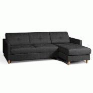 CANAPÉ D'ANGLE SCANDINAVE 160 CM CONVERTIBLE EXPRESS COUCHAGE QUOTIDIEN 16 CM MICROFIBRE GRIS GRAPHITE