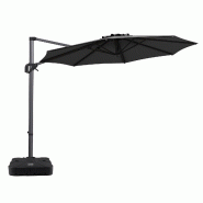 COSTWAY Parasol alu 300x300cm, manivelle, 360°, inclinaison réglable, jardin, marché, anthracite. - gris métal ZB35412SD