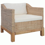 Décoshop26 - Fauteuil lounge design moderne design rustique avec coussins rotin naturel brun DEC026825 - 3000256025922