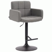 Décoshop26 - Tabouret de bar avec accoudoirs et dossier confortable en tissu gris pieds noir mat TDB10475 - gris 3000451569603 Décoshop26 - Tabouret de bar avec accoudoirs et dossier confortable en tissu gris pieds noir mat TDB10475 - gris 3000451569603