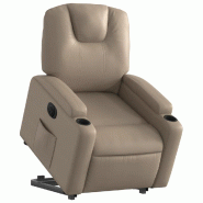 Fauteuil inclinable électrique cappuccino similicuir Modèle Yervessa - 8721012169388