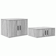 Helloshop26 - Armoire de rangement moderne 118 x 41 x 40 cm flexible et durable design minimaliste en bois d'ingénierie gris sonoma 02_0052115 - gris