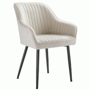 Helloshop26 - Chaise de salle à manger fauteuil siège rembourrée avec accoudoirs largeur d'assise 49 cm pieds en métal revêtement en 12_0004911 -