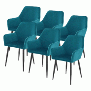 Helloshop26 - Lot de 6 chaises de salle à manger 86 x 57 x 56 cm bleu turquoise 03_0009900 - bleu acier 3000224932757