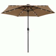 Helloshop26 - Parasol avec led et mât en aluminium 270 cm taupe 02_0008079 - aluminium 3000432547767