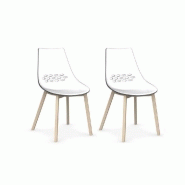 LOT DE 2 CHAISES JAM W  TRANSPARENT PIÉTEMENT HÊTRE BLANCHI