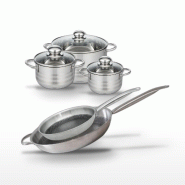 Lot de 2 Poêles 28/32cm & 3 Faitouts 14/16/24cm Elo Relief Solution - gris 3176239942361