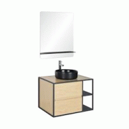 MOB-IN Ensemble meuble simple vasque EDISSON 70 cm + vasque + miroir - marron 3760232702727 MOB-IN Ensemble meuble simple vasque EDISSON 70 cm + vasque + miroir - marron 3760232702727
