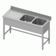 Plonge inox renforcé adossée avec 2 bacs à droite sans étagère 1500... - P934556150_0