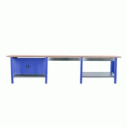 PROREGAL Etabli BUFFALO WOOD avec 2x Tiroir + Armoire| HxLxP 86,5x300x75cm | Capacité de Charge 1000kg | Bleu - bleu métal PR_RS157-102 PROREGAL Etabli BUFFALO WOOD avec 2x Tiroir + Armoire| HxLxP 86,5x300x75cm | Capacité de Charge 1000kg | Bleu - bleu métal PR_RS157-102