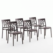 RATTATAN Set 6 Chaises en polypropylène avec fibre de verre empilables pour extérieur et jardin, bar et restaurant, cuisine design moderne - EMMA - RATTATAN Set 6 Chaises en polypropylène avec fibre de verre empilables pour extérieur et jardin, bar et restaurant, cuisine design moderne - EMMA -