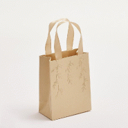 Sac luxe kraft et dorure Feuille d'or poignées ruban 11x6x14cm - par 12