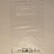 Sac plastique blanc givré à poignées découpées 25x38cm - par 100