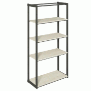 Structure Cage noir suspendue 90x40x180cm 4 tablettes érable