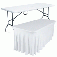 Table pliante 180 cm et nappe blanche