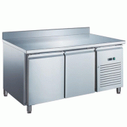 Table réfrigérée inox positive avec évaporateur ventilé - 2 portes - 228 litres - Avec dosseret - SN2201X