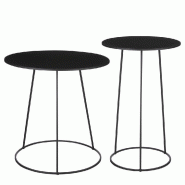 Tables d'appoint métal noir Ø60x60 + Ø45x70cm