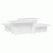 VidaXL Tables basses 2 pcs blanc bois d'ingénierie Modèle Apex Ligne Pro - 3216149