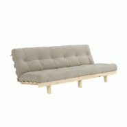 BANQUETTE CONVERTIBLE FUTON LEAN PIN COLORIS LIN COUCHAGE 130*190 CM.