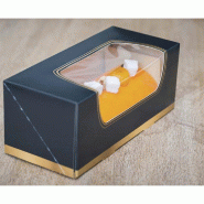 Boite pâtissière à fenêtre carton noir et or personnalisable 20X11x10cm - par 25