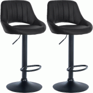 CLP Lot de 2 tabourets de bar Milet similicuir Noir /Métal noir mat - noir polyester 324565