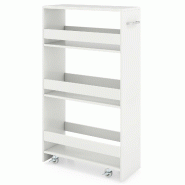 COSTWAY Chariot niche, 4 niveaux, étroit, sur roues, avec poignée, salle de bain bois, 47,5x20x80,5 cm, Blanc - blanc Bois manufacturé VH33868NN