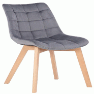 Décoshop26 - Chaise de salle à manger x1 rembourrage généreux en velours gris piètement en bois 10_0002083 - gris Bois massif 3000250832656