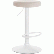 Décoshop26 - Tabouret de bar x1 design simple hauteur réglable revêtement en velours crème pieds en métal blanc 10_0005355 - blanc 3000252601083 Décoshop26 - Tabouret de bar x1 design simple hauteur réglable revêtement en velours crème pieds en métal blanc 10_0005355 - blanc 3000252601083