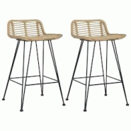 Décoshop26 - Tabourets de bar x2 chaises haute avec repose-pieds en rotin naturel brun DEC029406 - 3000257357503 Décoshop26 - Tabourets de bar x2 chaises haute avec repose-pieds en rotin naturel brun DEC029406 - 3000257357503
