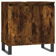 Helloshop26 - Armoire de salle de bain moderne avec rangement 58 x 33 x 60 cm style industriel en bois d'ingénierie chêne fumé 02_0049032 - Bois ma
