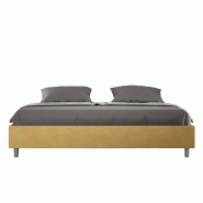 Lit Coffre Capitonné Microfibre Azelia Ocre 180X210 - jaune VE1821AZEL031-CT