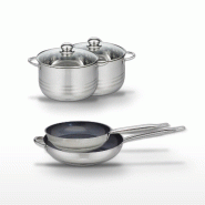 Lot Poêles 28/32 cm et Faitouts 20/24 cm Elo Profi Therm Platinum - gris inox 3176239970456